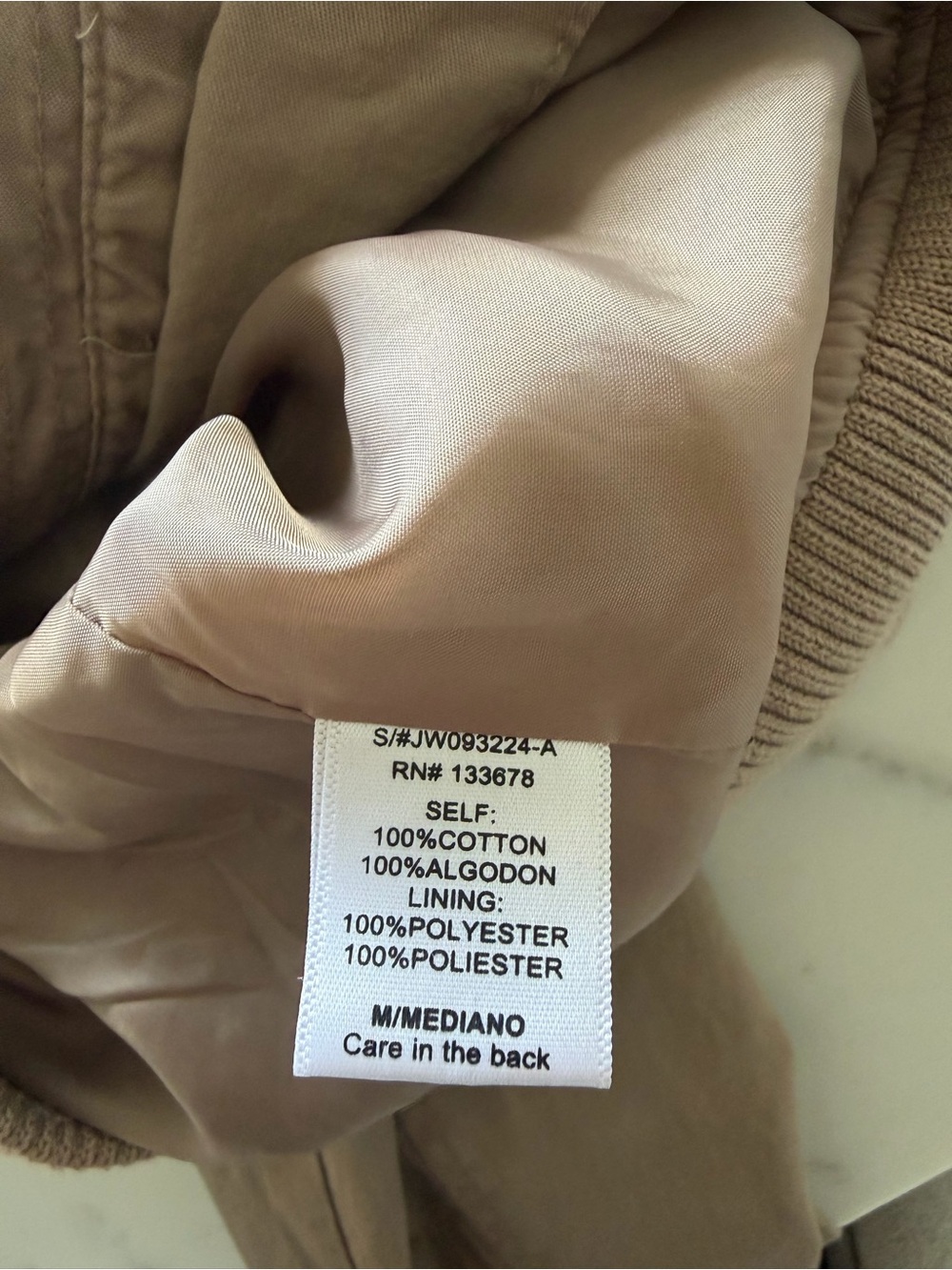 Love Tree Tan Hooded Bomber Jacket - Picture 4 of 5